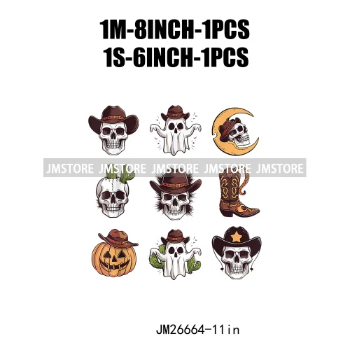 New Halloween Skeleton Ghost Coquette Bow Witch Hats Pumpkin Designs DTF Iron On Transfers Stickers Ready To Press For Hoodies