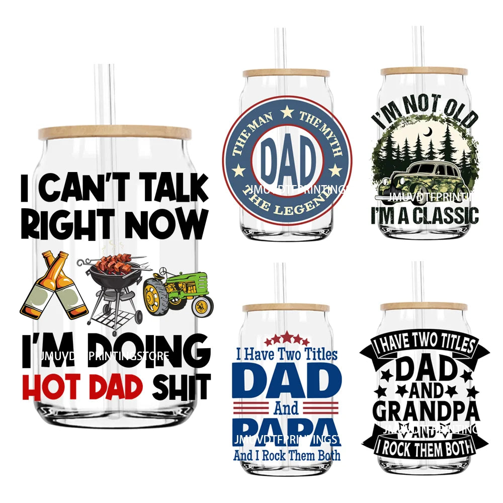 Father's Day UV DTF Transfers Stickers Decals For Libbey Cold Cups Mugs Tumbler Waterproof DIY Logo Cool Grandpa Papa Dad Gift