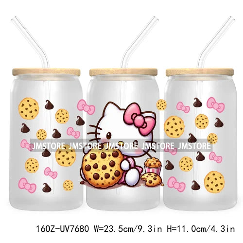 Cartoon Baby Princess Best Friends 16OZ UV DTF Cup Wrap Transfers Stickers For Libbey Glass Can Cups Tumbler Waterproof Labels