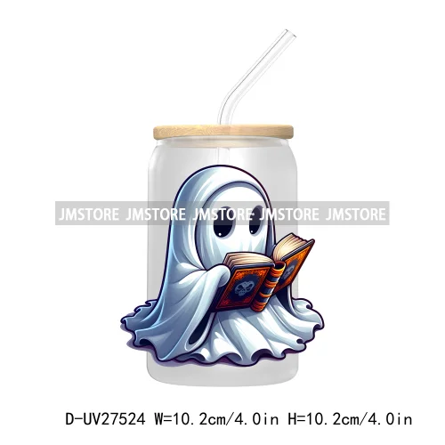 Cute Ghost Stay Spooky Halloween Pumpkin UV DTF Transfer Stickers Decals For Libbey Cold Cups Mugs Tumbler Waterproof Craft Boo