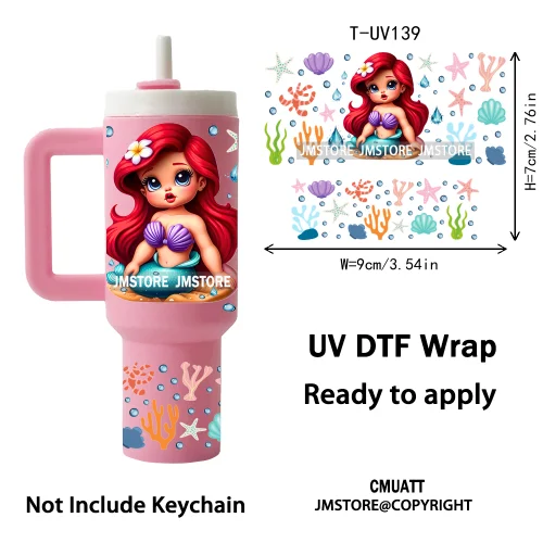 Baby Princess Cartoon Couple Custom UV DTF Stickers Print Tumbler Wraps Ready to Transfer Waterproof For Mini Tumbler Keychain