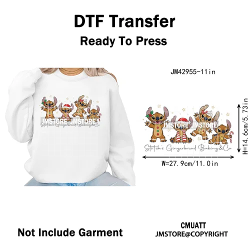Cartoon Holiday Mouse Gingerbread Baking Christmas Tis The Season Iron on DTF Heat Transfers Stickers Ready to Press for Clothes