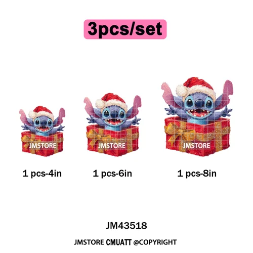 Cute Cartoon Characters Merry Christmas Holiday Gifts Xmas Iron on Washable DTF Heat Transfer Sticker Ready to Press for Clothes