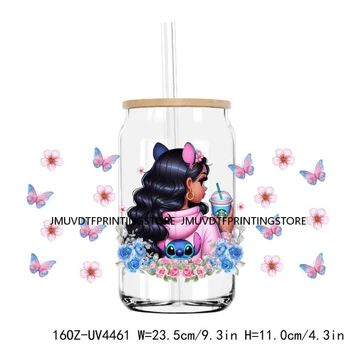 Cartoon Strawberry Girl 16OZ UV DTF Cup Wrap Transfers Stickers Mexican Custom Labels DIY Waterproof Logo For Libbey Glass Can