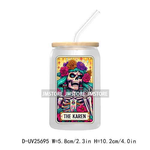 The Teacher Tarot Card UV DTF Transfer Stickers Decals For Libbey Cold Cups Mugs Tumbler Custom Logo Labels Funny Witchy Skull