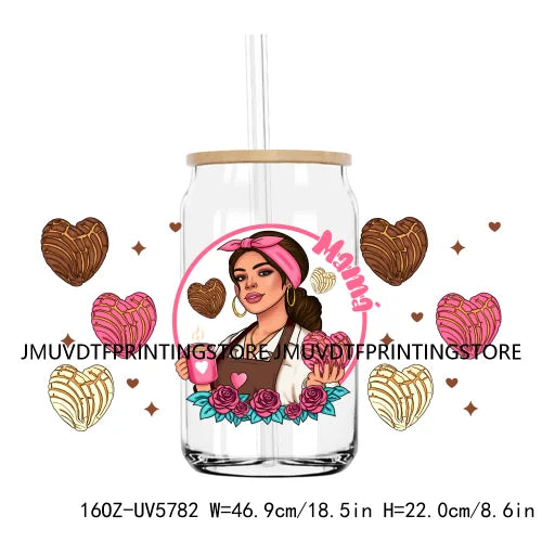 Chingona Chicana Mom 16OZ UV DTF Cup Wrap Transfer Stickers Chibi Mama Custom Label Durable Waterproof Logo For Libbey Glass Can