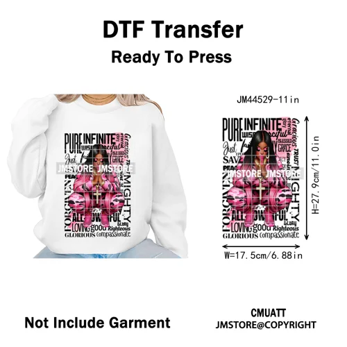 Afro Girls Prayer Jesus Faith Love Magic Christian Women Iron on Washable DTF Heat Transfers Stickers Ready to Press for Clothes