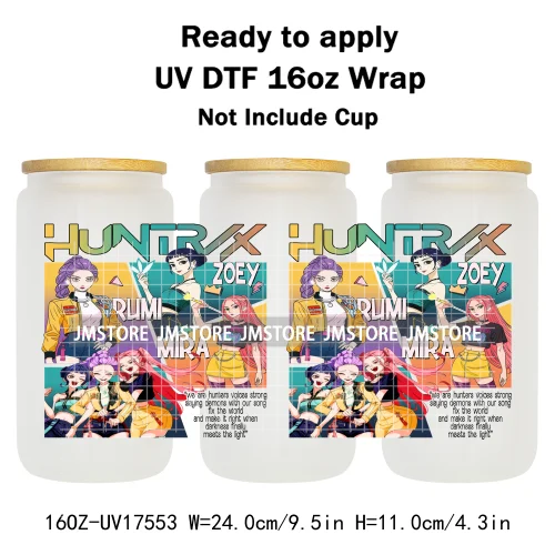 Demon Hunters Movie Kpop Lover Gift Anime Fan UV DTF Stickers Ready To Transfer Cup Wrap Custom DIY Craft For Libbey Can Glass