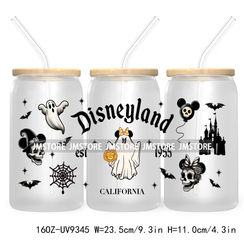 Halloween Mouse And Friends UV DTF Sticker For 16OZ Libbey Glass Cup Can Wrap Transfer Stickers Custom Labels Logo Spooky Vibes