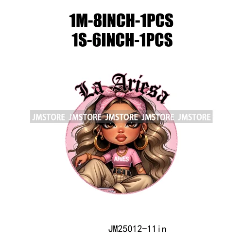 Colorful Astrology Sign Girls Latina Zodiac Printing Logos DTF Iron On Heat Press Transfers Stickers Ready To Press For Textil