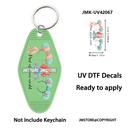 Coquette Bow Magical Mouse Cartoon UV DTF Motel Keychain Decal Ready To Ship Durable Transfer Stickers Prints For Hotel Keychain