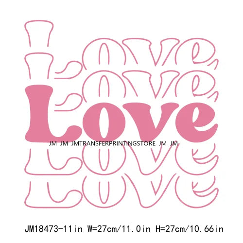 Iron On Love More Cupid Vibes Transfer Decals Self Love Club Pink XOXO Valentine's Day DTF Heat Press Stickers For Clothing Bags