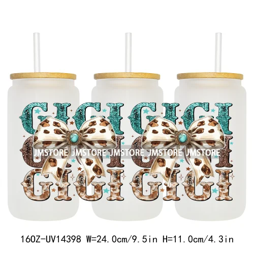 Retro Mama Coquette Bow UV DTF Stickers Ready to Transfer Cup Wrap Custom Labels DIY Craft For Libbey Can Glass Tumblers Mugs