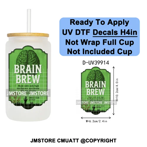 Spooky Halloween Witch Brew Bottle Label Set UV DTF Transfer Stickers Decals Ready To Apply Waterproof For 16OZ Libbey Glass Can