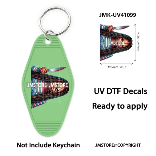 Black Horror Mama Skull Skeleton Ghosts UV DTF Motel Keychain Wraps Ready To Apply Waterproof High Quality Hotel Keychain Decals