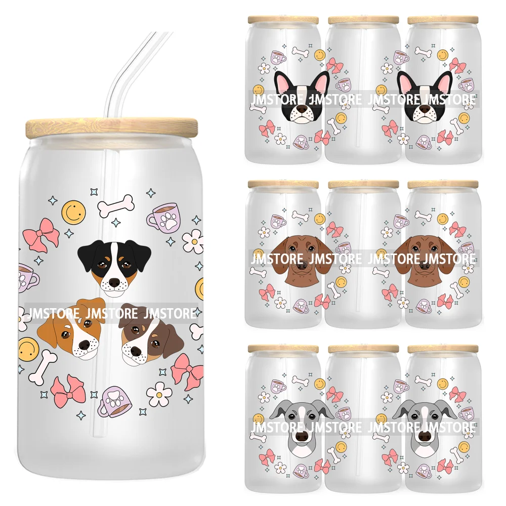 Dog Mom Mama 16OZ UV DTF Cup Wrap Transfer Stickers Custom Labels Durable Waterproof Logo For Libbey Glass Can Seamless Dog Paw