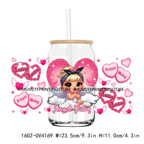 Chicano Baby Angel 16OZ UV DTF Cup Wrap Transfers Stickers Old School Cholo Girl Custom DIY Waterproof Logo For Libbey Glass Can