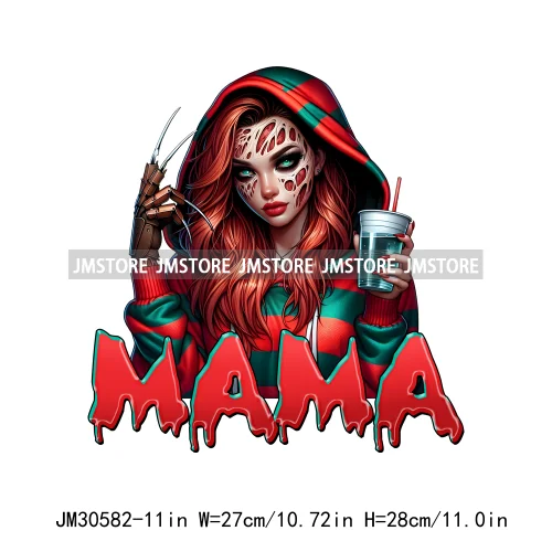 Halloween Spooky Horror Cartoon Mama Character Printing Iron On DTF Transfers Stickers Ready To Press For Sweatshirts