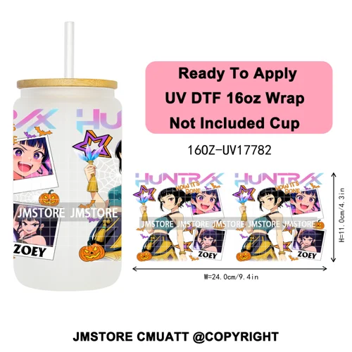 Demon Hunters Kpop Derpy Halloween Mystery Boys UV DTF Stickers Ready To Apply Cup Wrap High Quality For 16OZ Libbey Can Glass