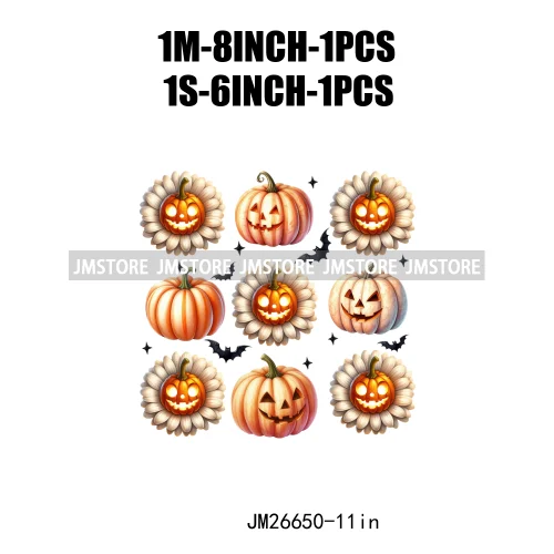 Fashion Halloween Pumpkin Coquette Bow Spooky Vibes Washable Printing DTF Iron On Heat Press Transfer Stickers For Clothing Bags