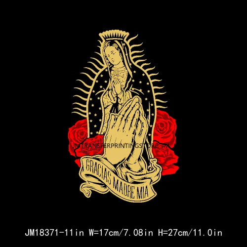 San Judas Tadeo Mexican Latin Culture Washable Decals Madre Mia Our Lady of Guadalupe DTF Transfers Stickers For Clothes Bags