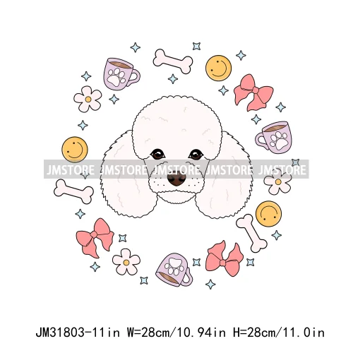 Funny Love Animal Puppy Pet Dogs Cocoa Flower Coquette Design Iron On DTF Transfers Stickers Ready To Press For Sweatshirts Bags