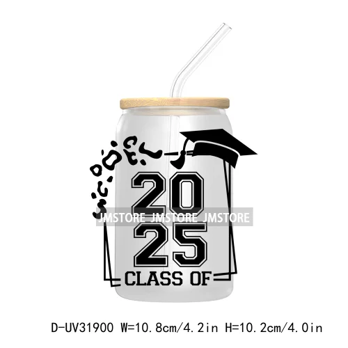 Senior 2025 College Grad UV Sticker Decals For Libbey Cold Cups Mugs Tumbler Transfer Stickers Waterproof Labels Graduation Cap