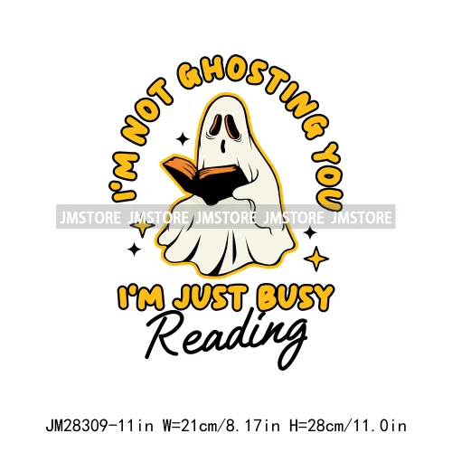 Howdy Halloween Spooky Book Lover Club Boo Jee Designs Ghosting You For Books Coffee Iron On DTF Transfers Stickers For Hoodies