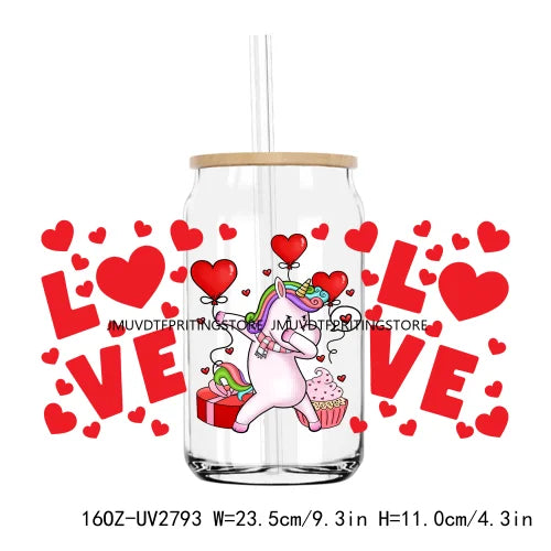 Cute Animal Couple Valentine Day UV DTF Sticker For 16OZ Libbey Glass Cup Can Wrap Transfer Sticker Custom Labels DIY Logo