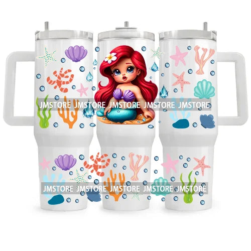 40OZ Tumbler Wrap Beautiful Queen Princess Cartoon Characters UV DTF Stickers Custom Labels Durable Waterproof Logo For Cup