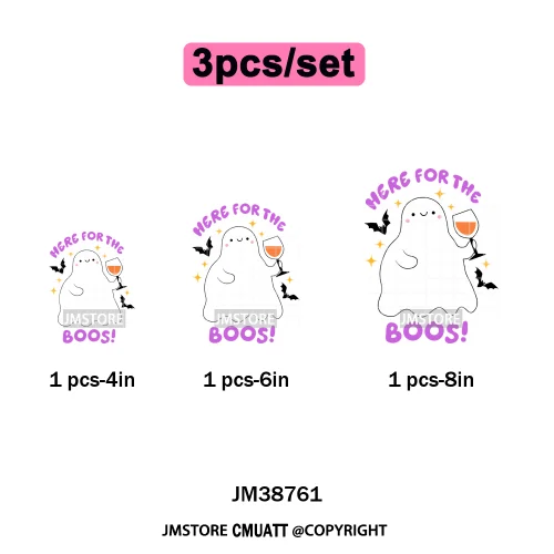 Cute Boos Ghost Pumpkin Halloween Season Thermal Printing Iron on DTF Washable Transfers Stickers Ready to Press for Textile