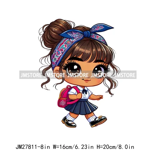 Cute Back To School Latina Baby Princess Chicana Hispanic Girls Designs DTF Iron On Transfer Stickers Ready To Press For Hoodies