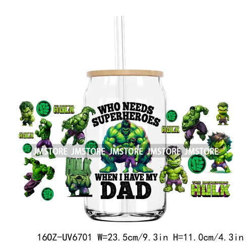 Cartoon Papa Dad And Son UV DTF Sticker For 16OZ Libbey Glass Cup Can Wrap Transfer Stickers Custom Labels DIY Logo Father's Day