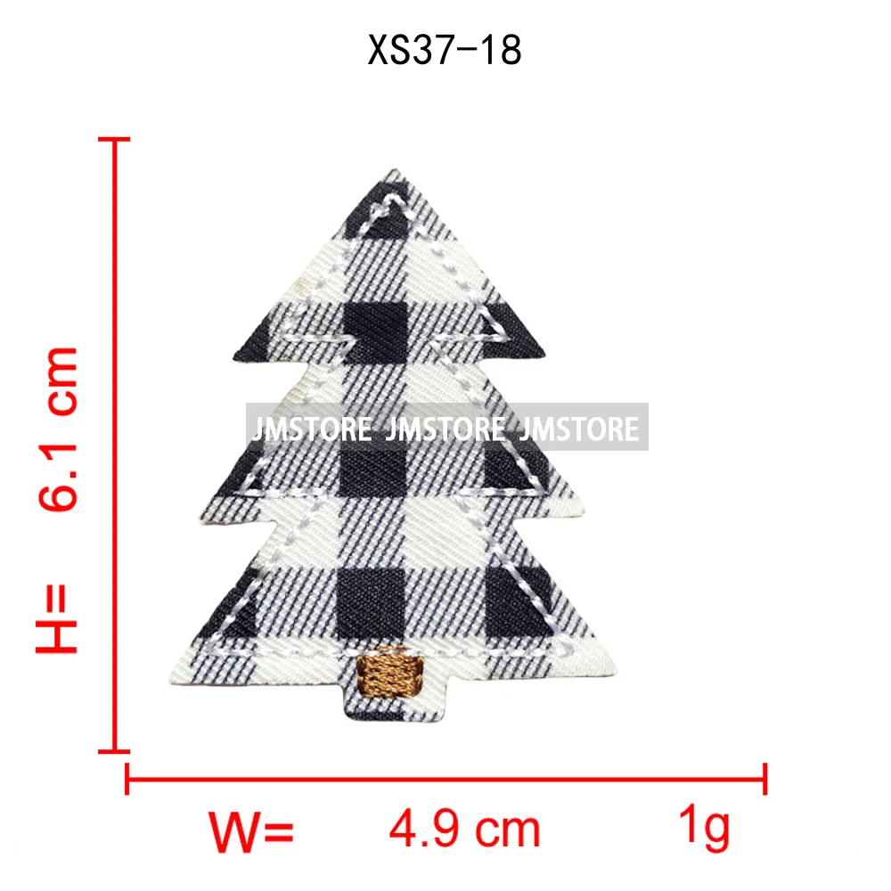 Red Checkered Christmas Icons Cozy Winter Season Lover Festive Decoration Embroidery Appliques Iron on Patches for Clothes Bags