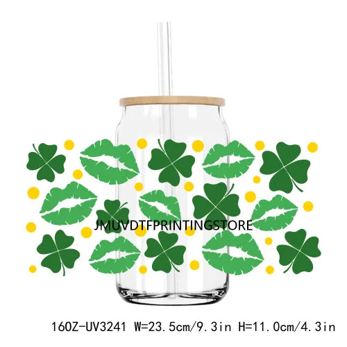 St. Patrick's Day Animals 16OZ UV DTF Cup Wrap Transfers Stickers Custom Labels DIY Waterproof Logo For Libbey Glass Can