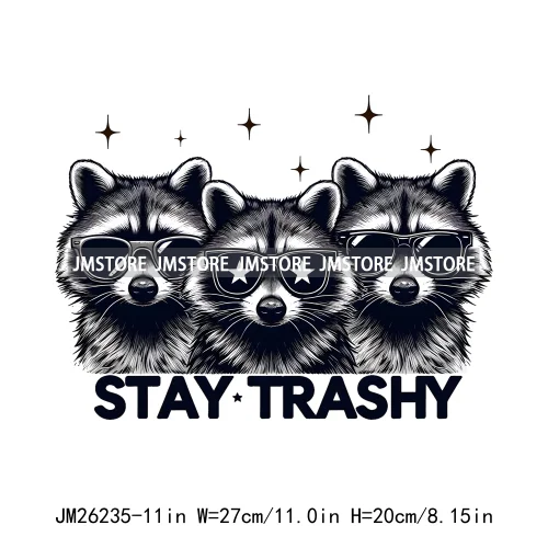 Animal Boujee Raccoon Stay Trashy Summer Vibes Highland Cow Design Logo DTF Iron On Transfer Stickers Ready To Press For Hoodies