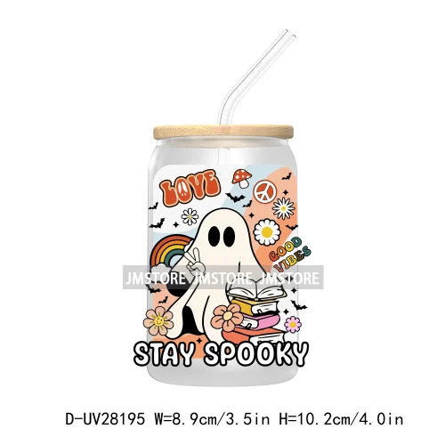 Spooky Ghost Boo Halloween Tis The Season UV DTF Transfer Stickers Decals For Libbey Cold Cup Mugs Tumbler Waterproof Book Ghoul