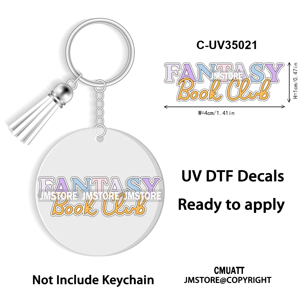 Smells Like Historical Romance Bookish Positive Quotes New WaterProof UV DTF Stickers For Round Circle Acrylic Keychain Key Ring