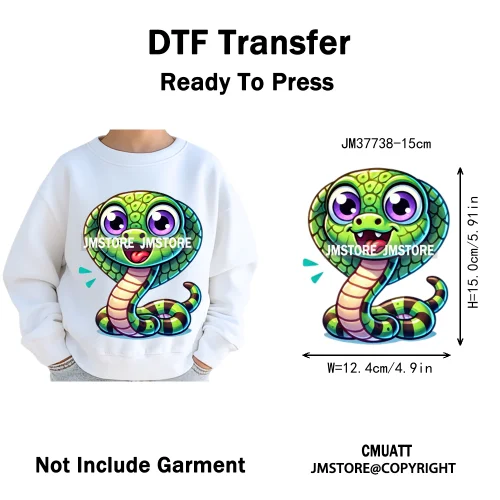 15cm 5.9in Kids Size Funny Pets Lovers Playful Panda Lion Chameleon Animal Iron on DTF Transfer Stickers Ready to Press for Bag