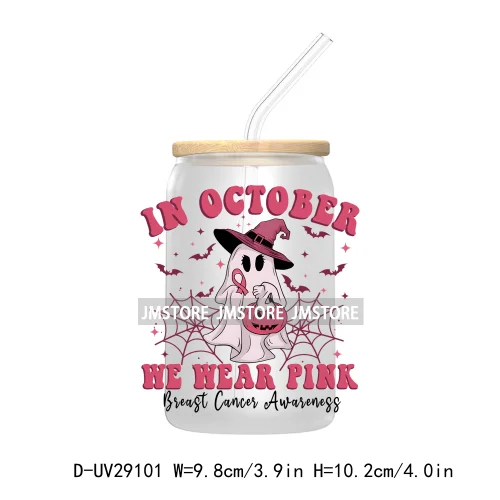 Football Pink Out Breast Cancer Awareness UV DTF Transfer Stickers Decals For Libbey Cold Cups Mugs Tumbler Coquette Bow Ribbon