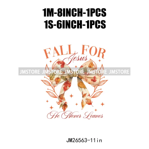 Fall Floral Coquette Bow Religious Jesus Autumn Girly Take Me To Pumpkin Patch DTF Iron On Transfers Stickers For T-shirt Bags