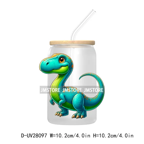 Cute Baby Dinosaur Kids Gift UV DTF Transfer Stickers Decals For Libbey Cold Cups Mugs Tumbler Waterproof Craft Cartoon Animals