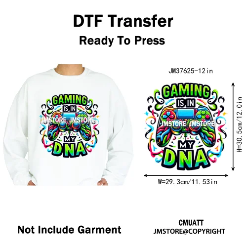 12in Old School Rap Hip Hop Music King Gaming Urban Vibes Graffiti Iron on DTF Heat Transfer Stickers Ready to Press for T-shirt