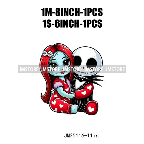 Wholesale Christmas Night Cartoon Lover Couple Red Logos DTF Iron On Heat Press Transfers Stickers Ready To Press For Clothing