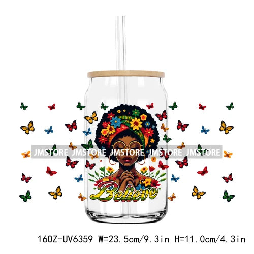 1865 Vibes Juneteenth Sunflower 16OZ UV DTF Cup Wrap Transfer Stickers Custom Label Durable Waterproof Logo For Libbey Glass Can