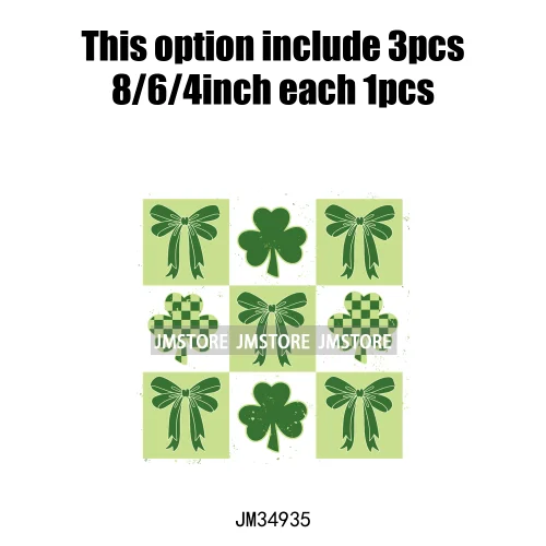 Feeling Lucky Vibes Coquette Shamrock Irish St Patrick's Day Iron On DTF Heat Transfers Stickers Ready To Press For T-shirts Bags