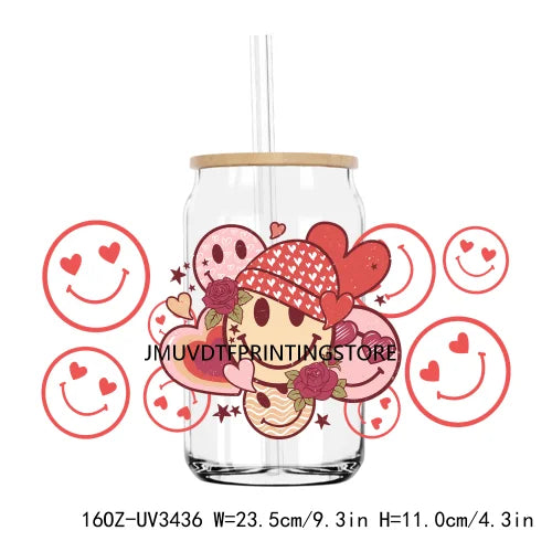 Love More Worry Less UV DTF Sticker For 16OZ Libbey Glass Cup Can Wrap Transfer Sticker Custom Labels DIY Logo XOXO Valentines