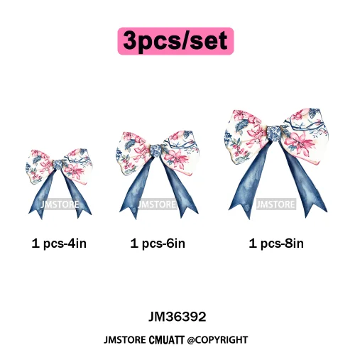 Pink Blue Flower Silk Coquette Chinoiserie Toile De Jouy Design Iron on DTF Heat Transfers Stickers Ready to Press for Clothes