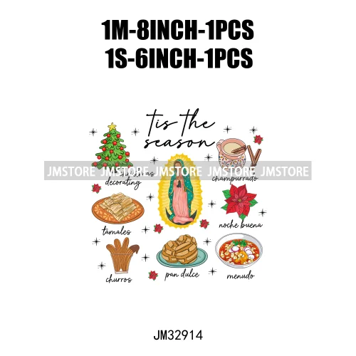 Tis The Season Mexican Christmas Gingerbread Feliz Navidad Concha Xmas Iron On DTF Transfers Stickers Ready To Press T-shirts