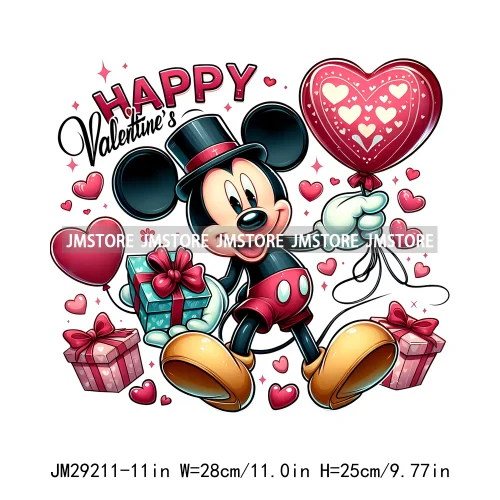 Happy Valentine's Day Cartoon Character Mouse Animal Cupid Love Heart DTF Iron On Transfers Stickers Ready To Press For T-shirts